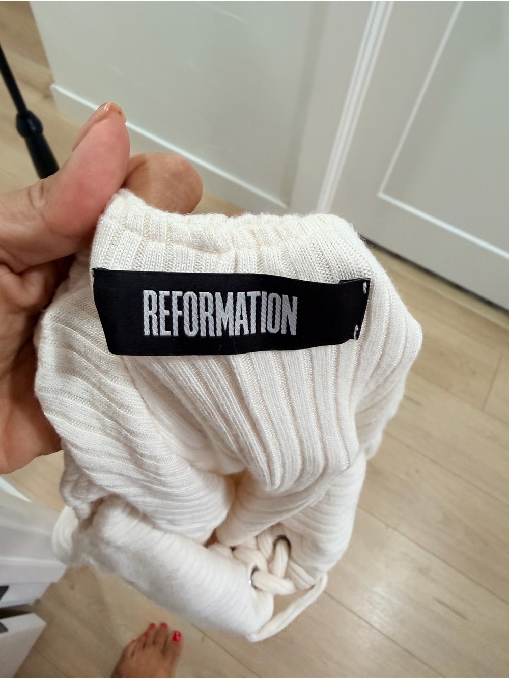 Reformation Cream Ribbed Lace-Up Tank - Picture 3 of 10